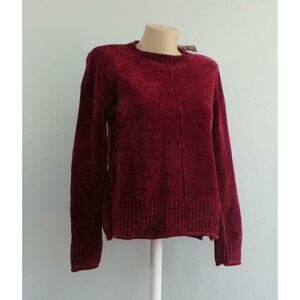 Style‎ & Co Chenille Sweater Red Cherry Pie XS Workwear Crew Neck Formal Holiday